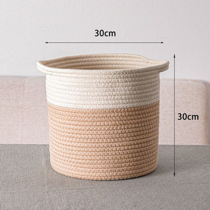 Eco-Friendly Cylindrical Storage Baskets Set - Beige & White