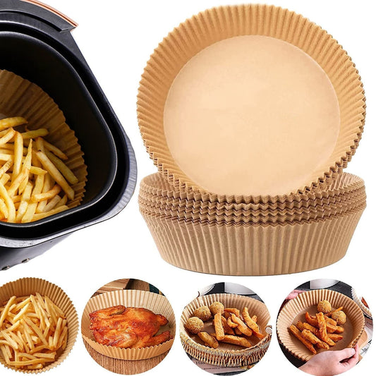 Eco-Friendly Air Fryer Paper Liners - Unbleached, Biodegradable, Round