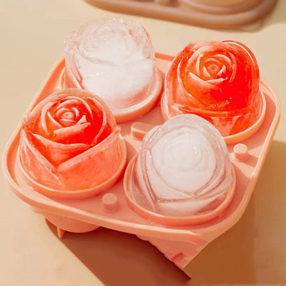 Rose-Shaped Silicone Ice Cube Mold - Eco-Friendly, Reusable, Pink
