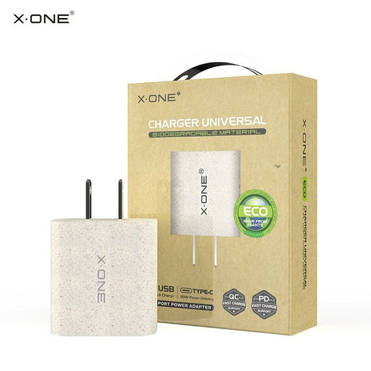 Universal Eco-Friendly USB and Type-C Charger in Off-White with Speckled Pattern