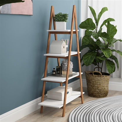 Eco-Friendly A-Frame Ladder Shelf with Natural Wood Frame