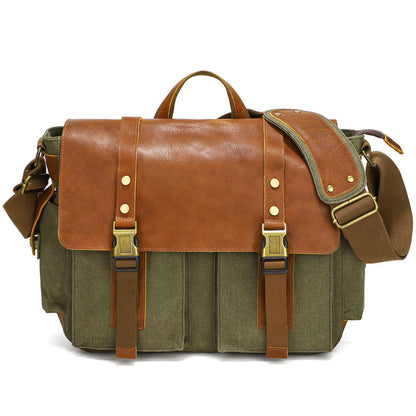 Eco-Friendly Leather and Canvas Messenger Bag for Daily Use