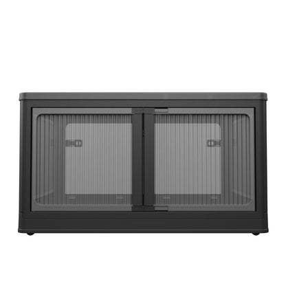 Stackable Black Storage Box with Transparent Panels
