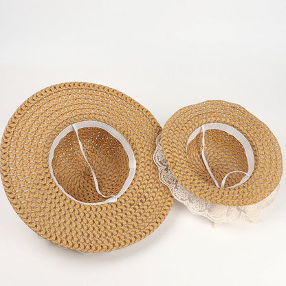 Natural Wide-Brimmed Sun Hat with Eco-Friendly Lace Trim