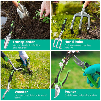 Eco-Friendly Gardening Tool Set with Durable Aluminum Tools and Reusable Bag