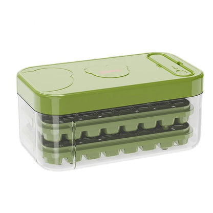 Eco-Friendly Ice Cube Tray and Storage Box Set - Green Lid, Reusable, Sustainable