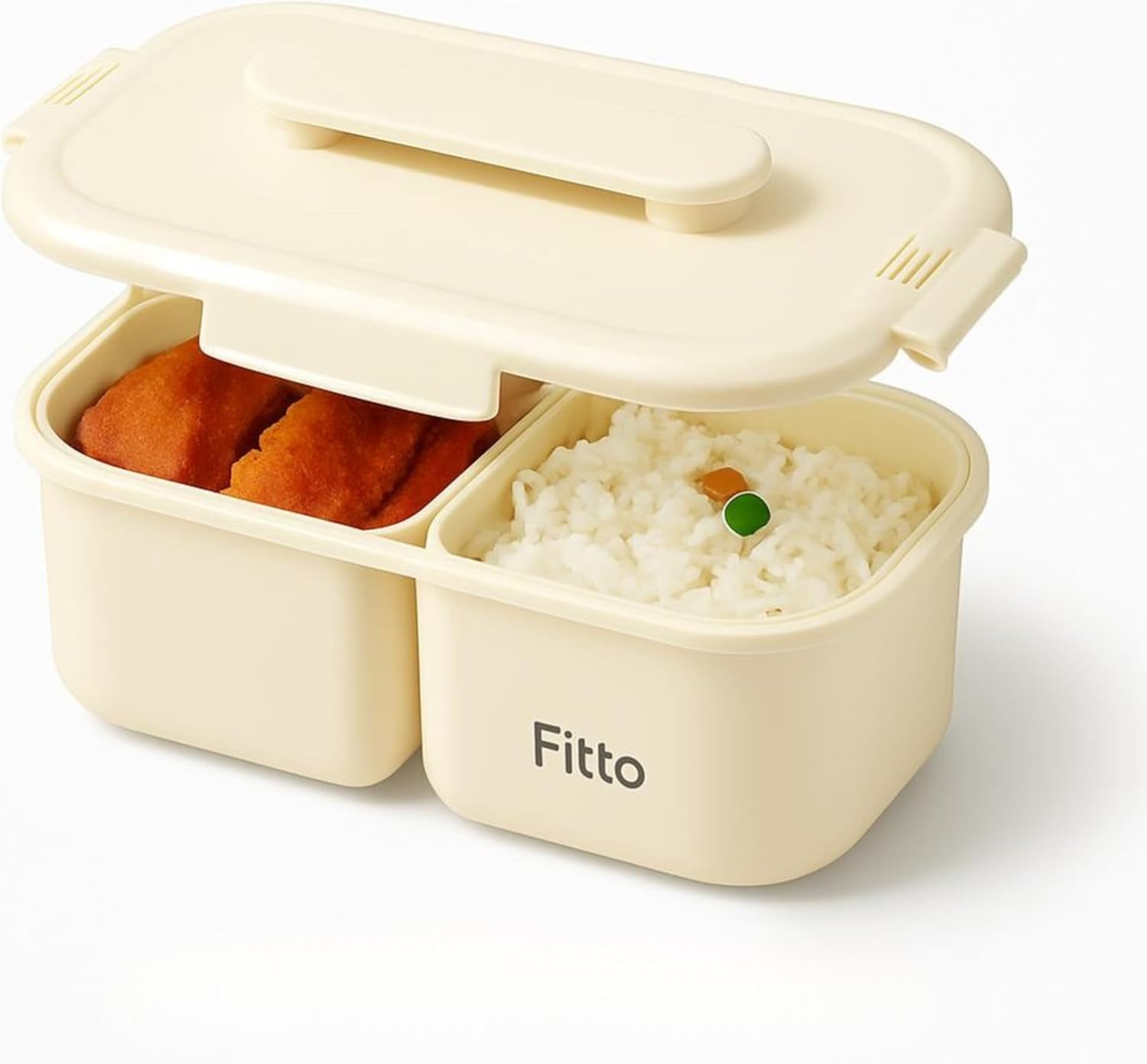 72 Pieces Double-Compartment Lunch Boxes (1400ML Capacity – Cream Color)