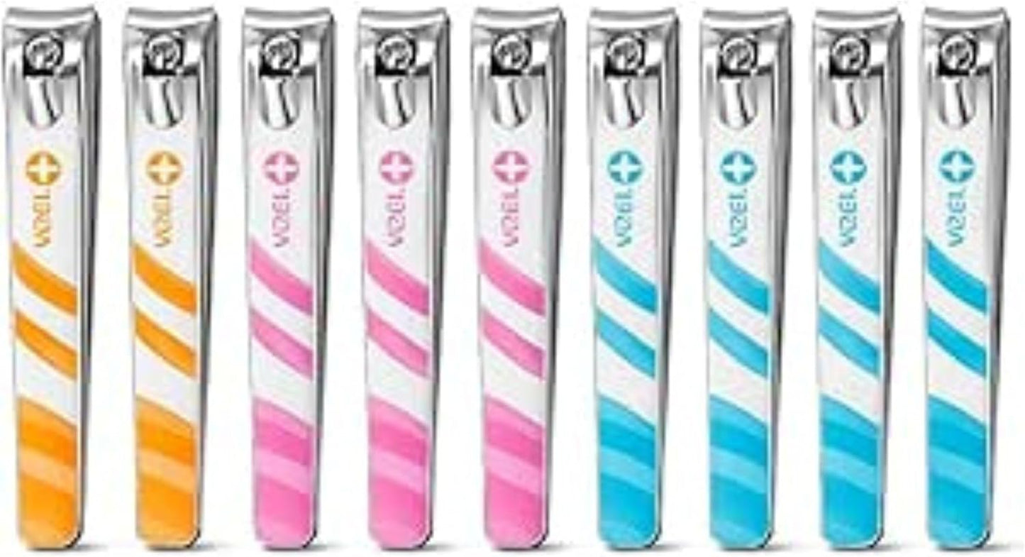 Nail Clippers Pack of 12 Assorted Colors - Travel Fingernail & Toenail Clippers Manicure Pedicure Grooming Set