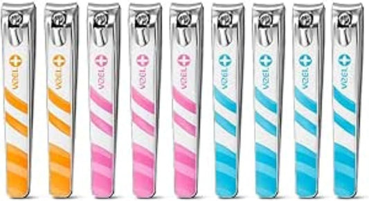 Nail Clippers Pack of 12 Assorted Colors - Travel Fingernail & Toenail Clippers Manicure Pedicure Grooming Set