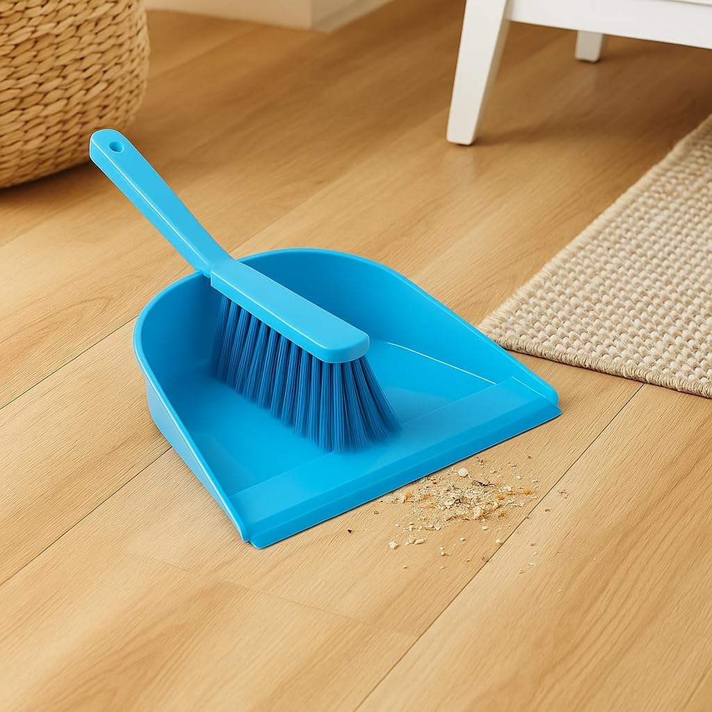 Dustpan and Brush Set - High-Quality Plastic, Ergonomic Handle, Lightweight, Compact Design for Efficient Cleaning - Indoor & Outdoor Use, Ideal for Home, Office, Garage, and Car