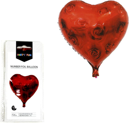 Foil Heart Balloon 18 Inch - Heart Rose Party Decoration for Birthday, Wedding, Special Event