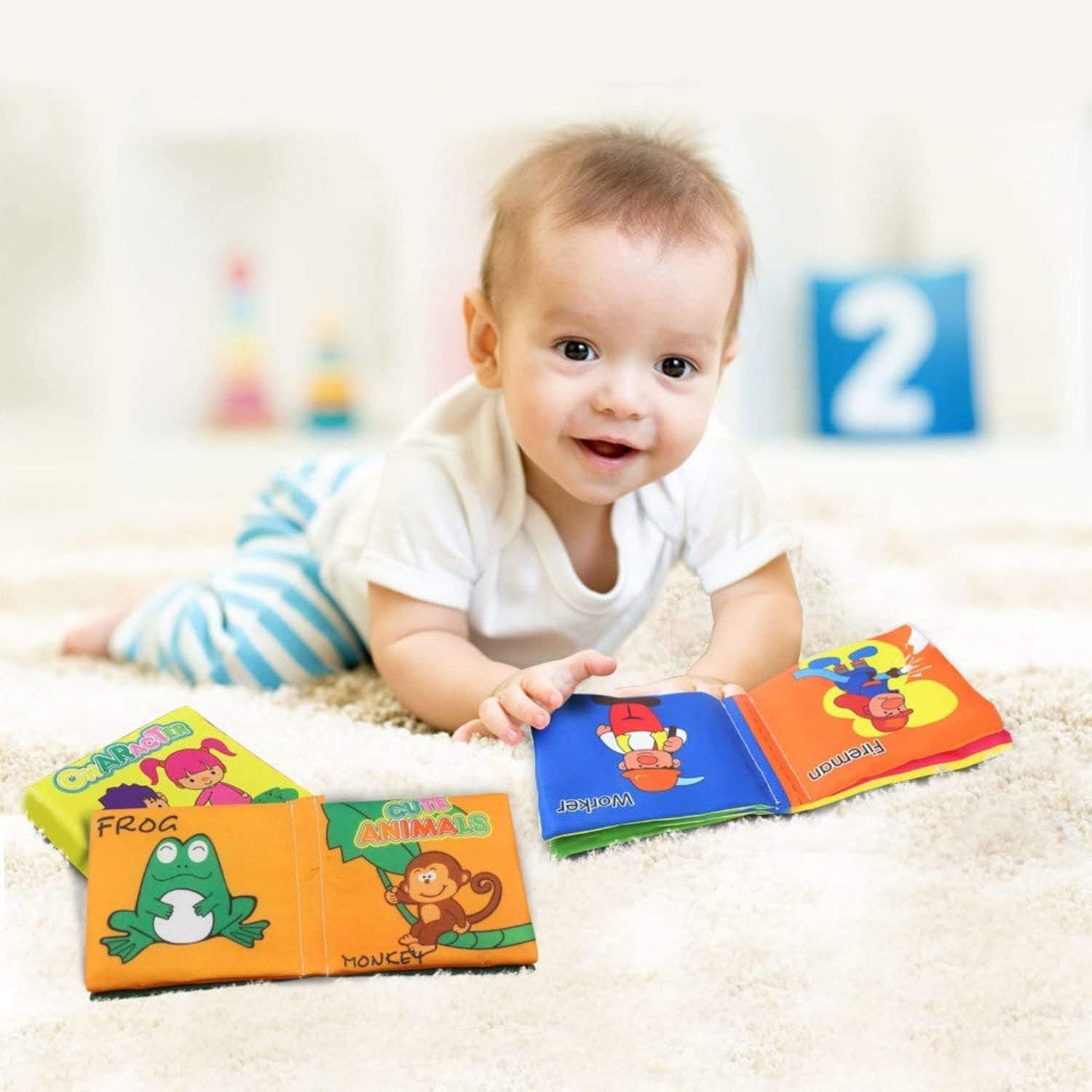 96 Pieces Nontoxic Baby Cloth Crinkle Book - Interactive and Educational Toys For Babies and Toddlers (Animal Theme)