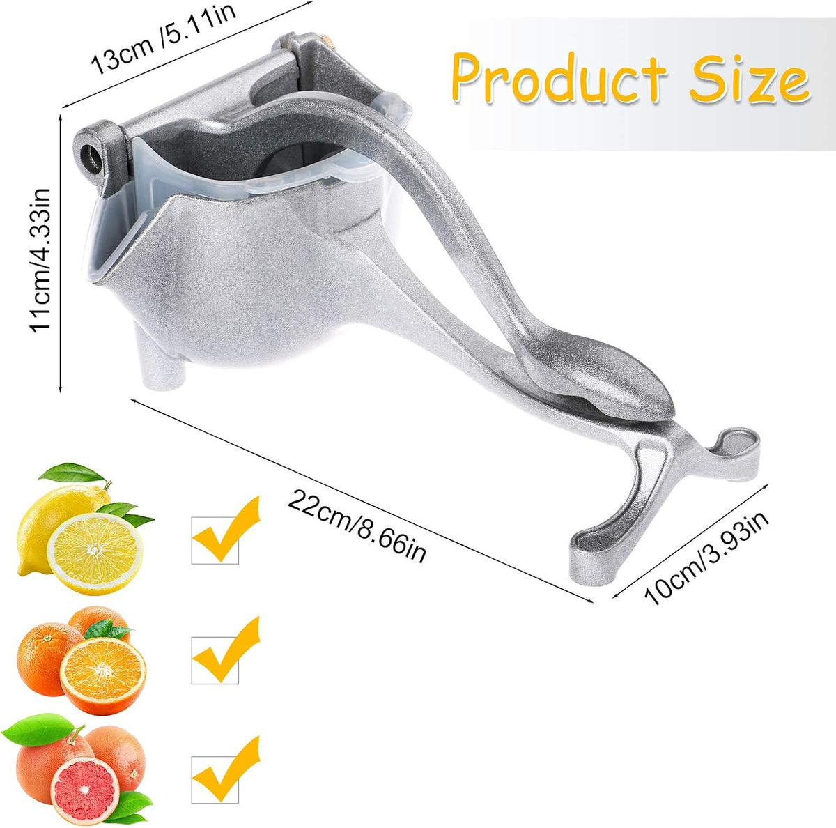 96 Pieces Manual Fruit Juicer Stainless Steel - Heavy Duty Citrus Press Juicers for Fresh Juice (Easy to Clean – Portable and Compact Design for Home and Travel – Ergonomic Handle for Effortless Juicing)
