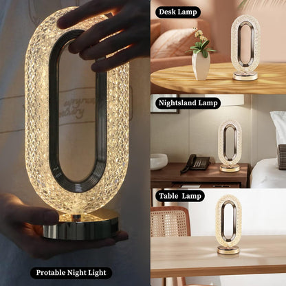 Touch Control Crystal Table Desk Lamp - Elegant LED Light with Adjustable Brightness, Dimmable Touch Sensor, Modern Decor for Office, Bedroom, Living Room, Nightstand, and Study