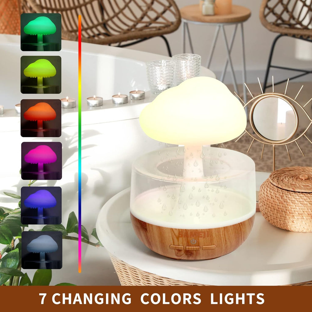 72 Pieces Snuggling Cloud Rain Diffusers (Snuggle Cloud – Raindrop Humidifier – Mushroom Waterfall Lamp – Anxiety Stress Relief – Mushroom Lamp – Improves Sleep Focus – Relaxing Sound)