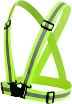 120 Pieces Reflective Vest Running Gear - Safety Reflector Strap Bands -s for High Visibility & safety Elastic Adjustable Belt for men and Women (Green)
