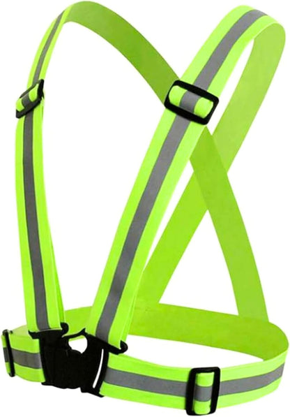 Reflective Vest Running Gear - Safety Reflector Strap Bands - for High Visibility & safety Elastic Adjustable Belt for men and Women (Green)