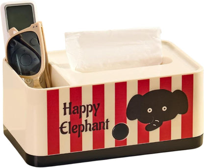 Elephant Spring Tissue Box – Cute Cream & Black Design