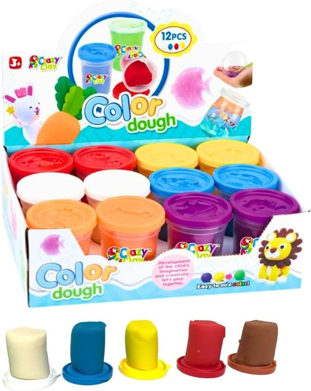 96 Pieces 12 Pieces Clay Dough Pack- Colorful Play Clays For Kids' Art and Craft Projects with Moulds