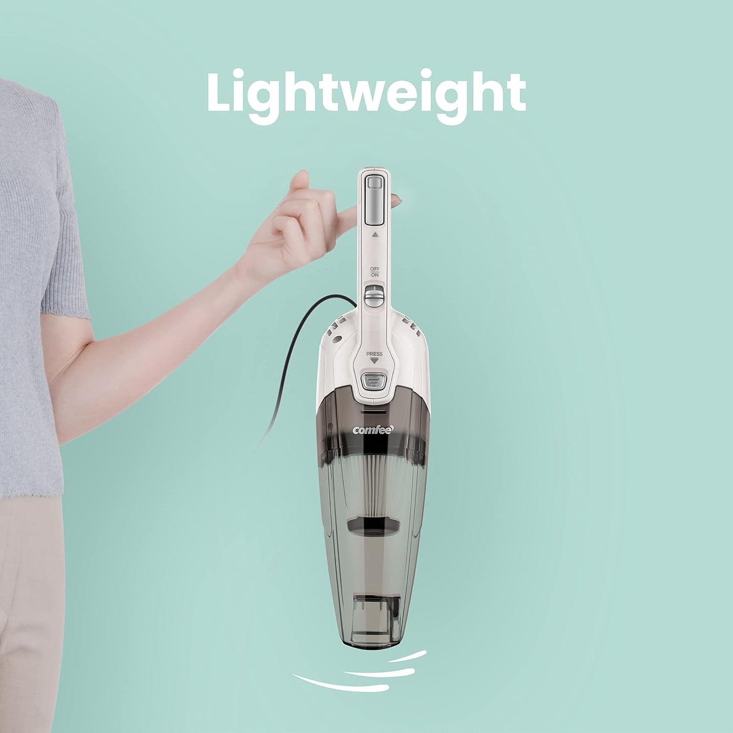 2-in-1 Handheld & Stick Vacuum Cleaner, 600W, 16000Pa Suction, 5M Long Cord, Lightweight, Powerful, 0.5L Large Capacity, Ideal for Home, Carpet, and Car Cleaning