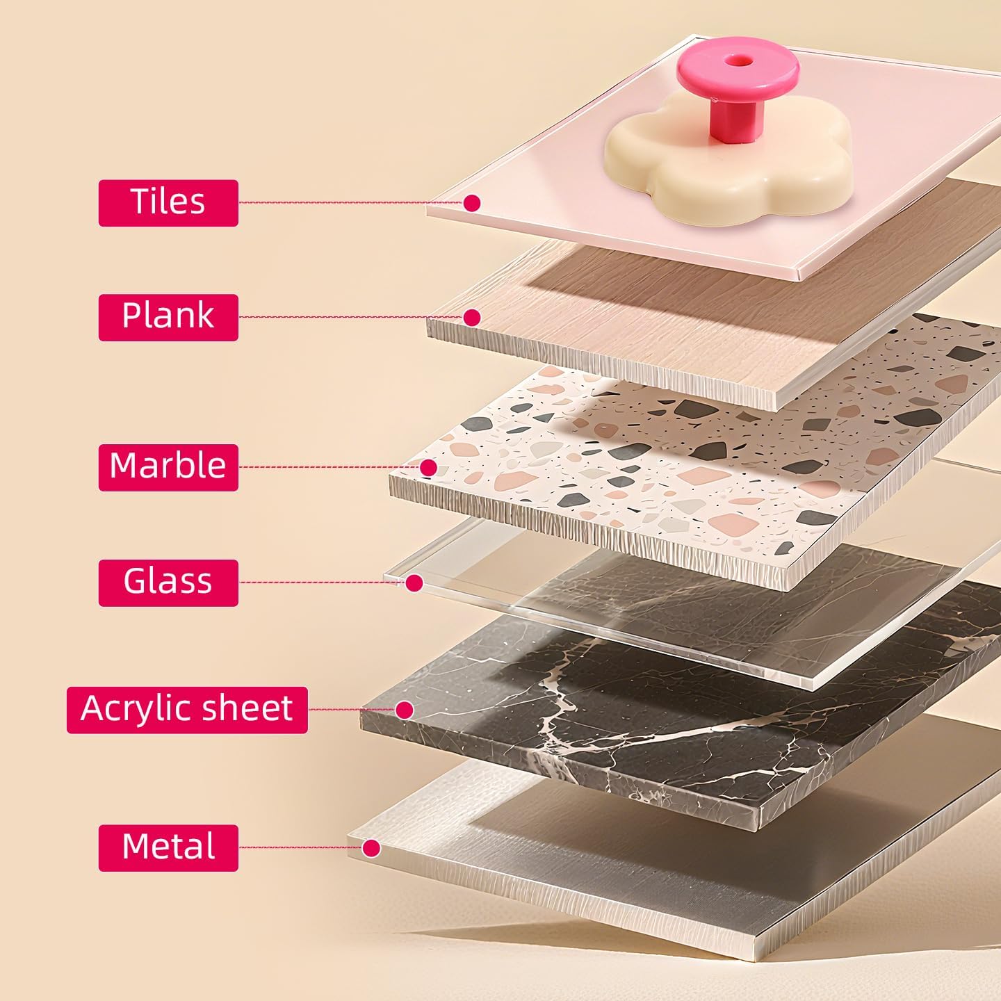 Flower Suction Cup Hook – Cream Color Decorative Design