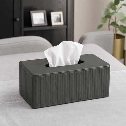 Rectangular Columns Tissue Box Holder – Durable PU Leather with Textured Finish – Elegant Facial Tissue Holder for Bathroom, Home, Office – Stylish & Functional Design