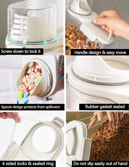 2L Airtight Cereal Container Storage with Measuring Cup and Pouring Spout for Flour and Dry Food