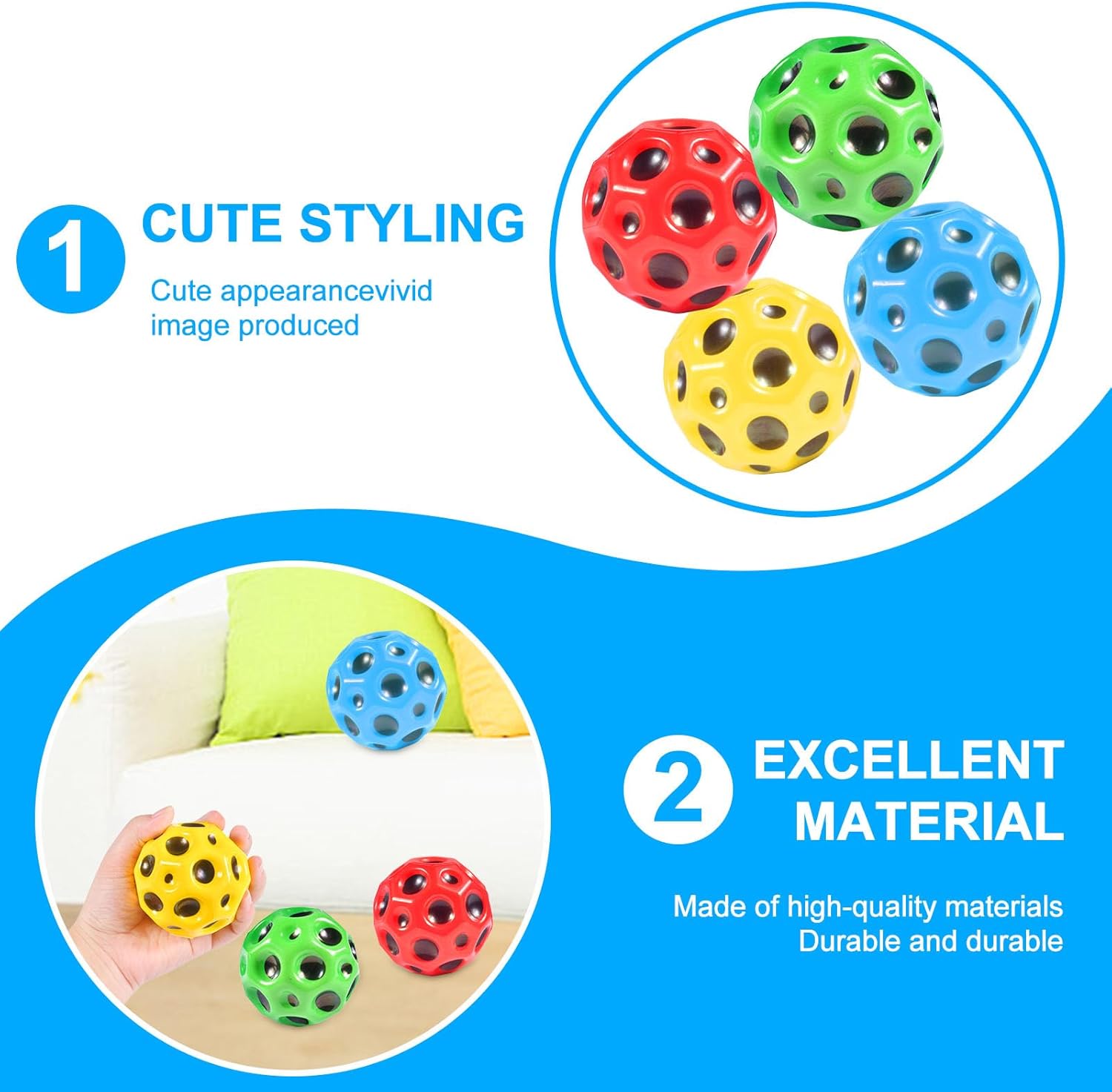 120 Pieces Extreme High Bouncing Balls (Moon Ball – High Pop Bouncing Space Ball & Foam Bounce Sensory Toy for Kids – Indoor/Outdoor Play – Durable – Lightweight – Pack of 4)