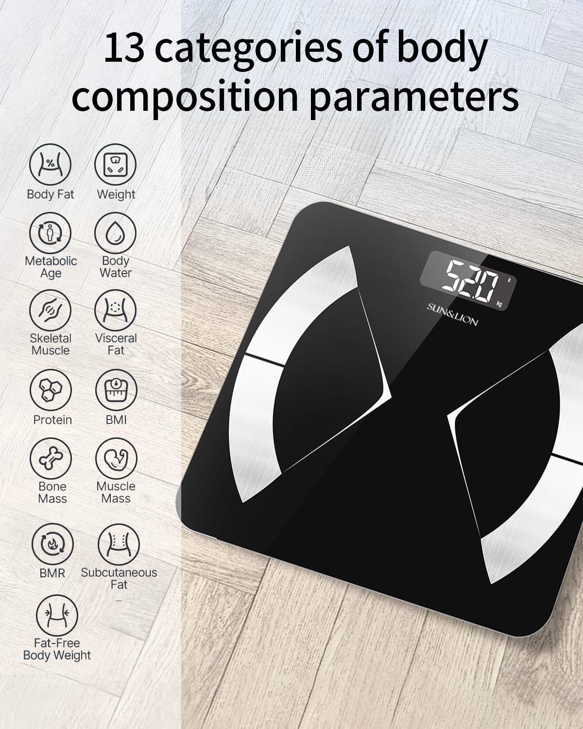 96 Pieces Bluetooth Body Fat Scales (4 Electrode Smart Body Fat Scale with 13 Body Composition Data – 400lbs Capacity – Syncs with App – Black)