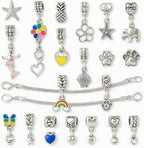 72 Pieces 130-Piece Bracelet and Pendant Making Kits with Premium Metal & Glass Pendants (Includes Pink Storage Bag)