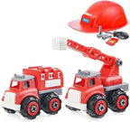 48 Pieces Take Apart Toys Fire Truck Sets for Boys with Screwdriver (Equipment Truck – and Firefighter Helmet Complete Play Kit STEM toys for 3 Year Old)