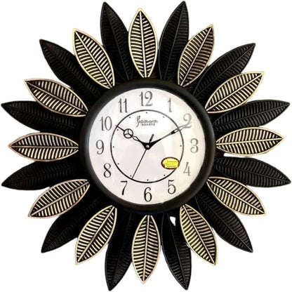 Leaf Design Wall Clock, 12-Inch Decorative Wall Clock with Silent Quartz Movement, Modern Leaf Pattern, Round Wall Clock for Living Room, Bedroom, Kitchen, Office, Home Décor