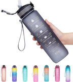 120 Pieces Motivational Large Water Bottles (1L - BPA-Free Tritan Plastic – Leak-Proof – with Time Marker – Ideal for Hydration Tracking – Gym – Outdoor – Sports – Fitness – and Daily Use)