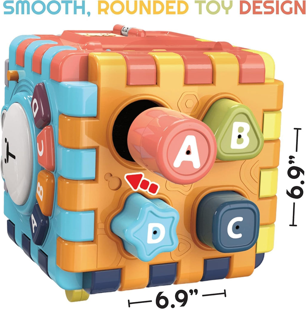 60 Pieces Interactive Toddler Cube Toys with Music (Lights – Shape Sorting – Gears – and Noise Makers - Motor Skills Development Toy for Kids)