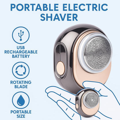 Portable Electric Shaver, USB Rechargeable Battery, Rotating Blade
