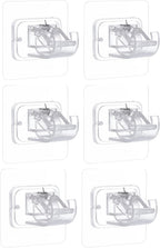 96 Pieces Nail-Free Adjustable Rod Holders (Transparent & White – PVC – 6×6 cm – Pack of 6)