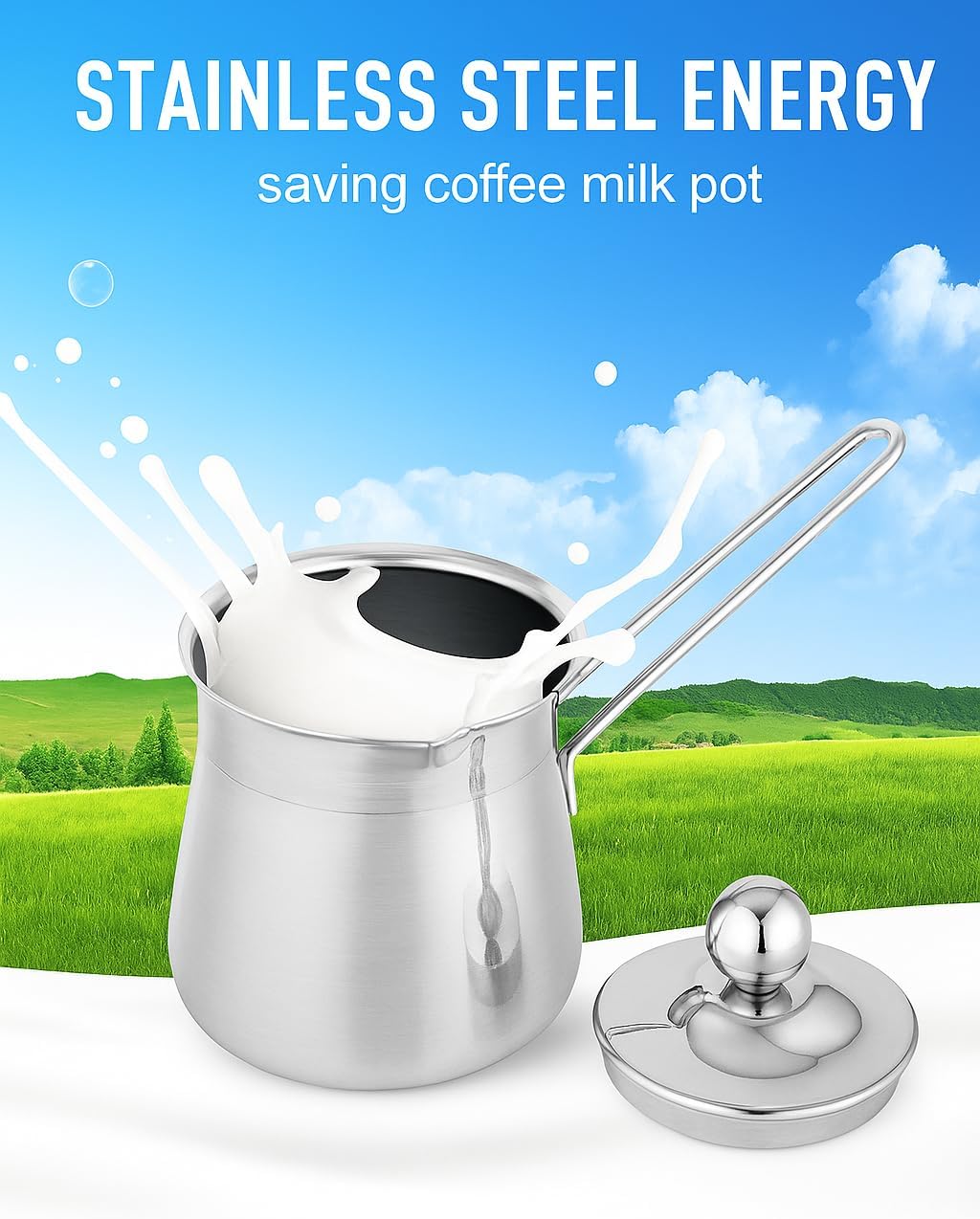 96 Pieces Decanters (Stainless Steel – Turkish Coffee – Milk Warmer – Butter Melting – With Handle – Lid – 350ml)