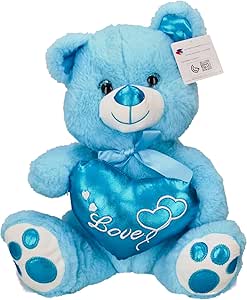 FITTO Smile Teddy Bear for Kids – Blue Soft Cuddly Toy with Cute Design, Perfect Gift for Boys and Girls, Plush Material for Snuggling, Ideal for Birthdays, Anniversaries, or Special Occasions