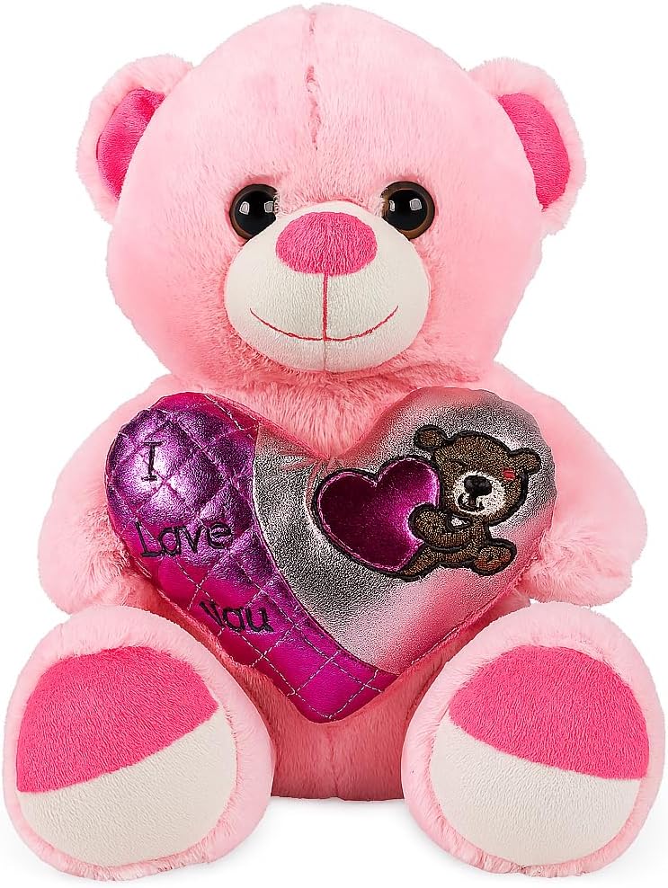96 Pieces Pink Teddy Bear Plush Toys (30cm - Soft & Cuddly Stuffed Animal – Adorable Gift for Kids – Babies – Girls – Boys - Perfect for Hugging – Snuggling – Birthday Present – Nursery Decoration)
