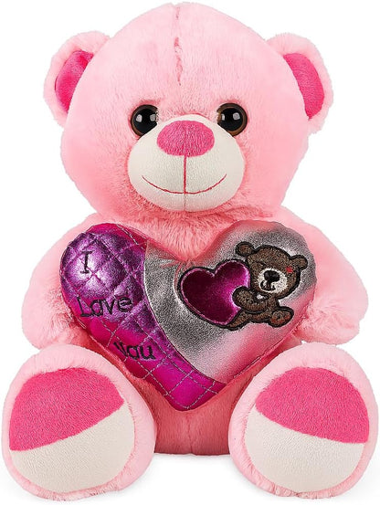 Pink Teddy Bear Plush Toy 30cm - Soft & Cuddly Stuffed Animal, Adorable Gift for Kids, Babies, Girls, Boys - Perfect for Hugging, Snuggling, Birthday Present, Nursery Decoration