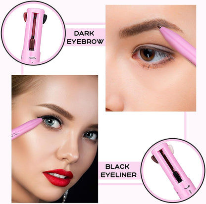 4 in 1 Makeup Pen Set, Eyebrow Pencil, Eye Liner, Lip Liner, Highlighter, Waterproof Lip Color, Beauty Tool, 03#, for Women, for Travel
