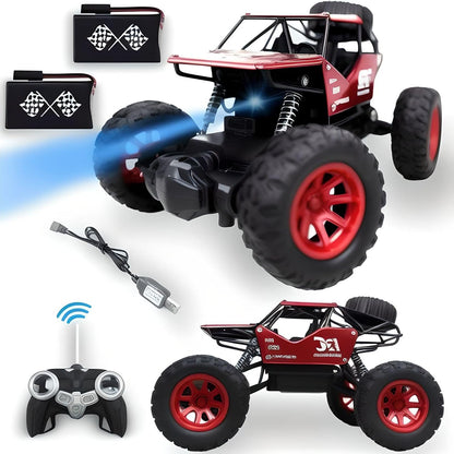 Remote Control 2.4Ghz RC Truck 4Wd RC Monster Truck Powerful Rock Crawler Remote Control Car Off-Road Toys For Boys Red