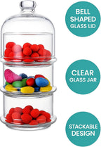 96 Pieces 3-tier Glass Stackable Jar - Clear Apothecary Jars with Lid - Storage Container for Food (Candy – Biscuit – Cookie – Kitchen and Bathroom Organizer – Glass Pantry Jars)