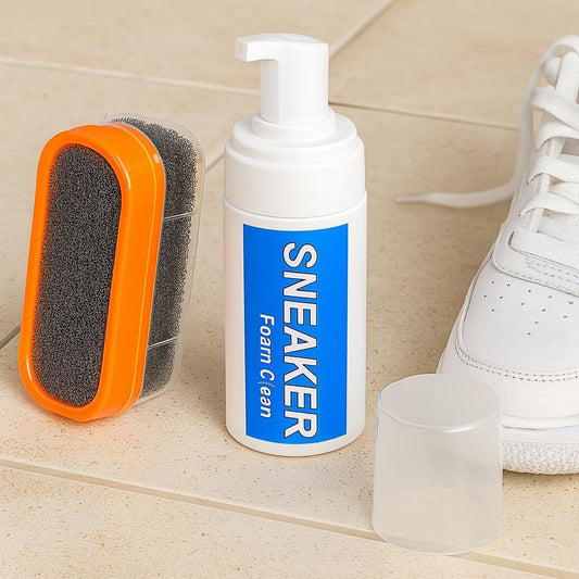 Shoe Cleaner with Cleaning Brush – Powerful Stain Remover for Leather, Suede, Canvas & Mesh Shoes – Gentle Yet Effective Formula – Ideal for Sneakers, Boots & More – Portable & Easy to Use