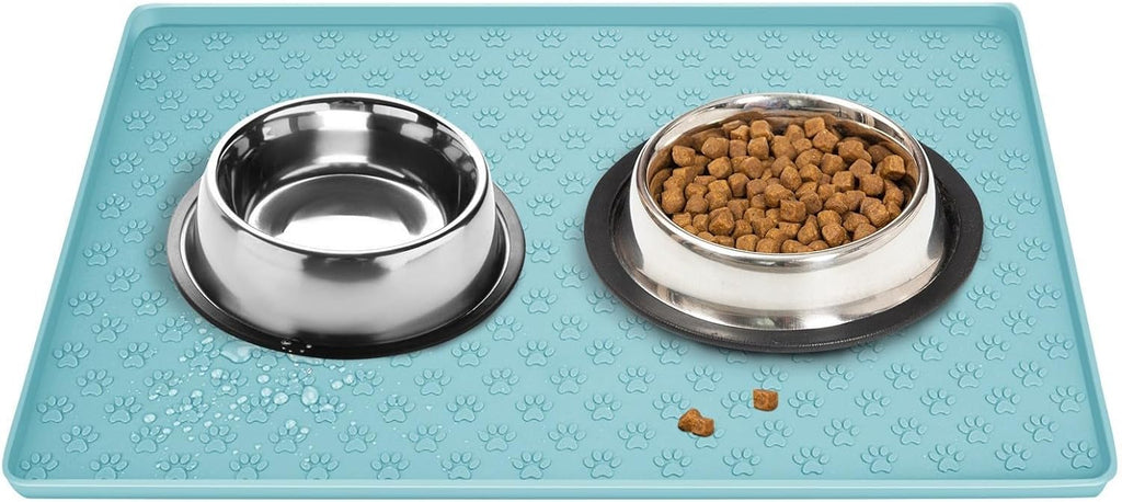 96 Pieces Cat & Dog Non-Slip Feeder Mats (Blue – Easy Clean Silicone Design)
