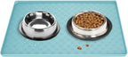 96 Pieces Cat & Dog Non-Slip Feeder Mats (Blue – Easy Clean Silicone Design)