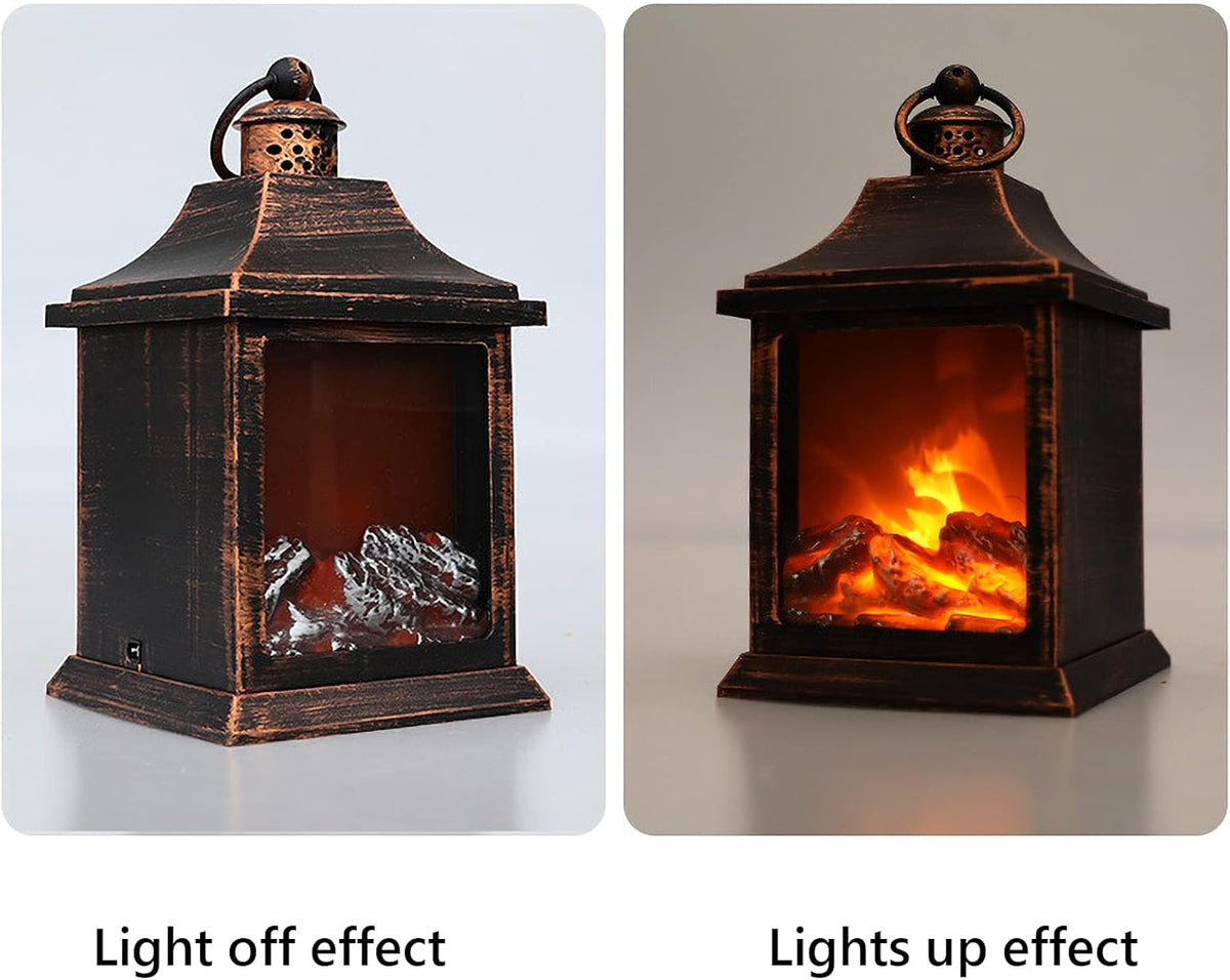 72 Pieces Fireplace Lanterns (Romantic Night Light Fireplace Effect – Cozy Decorative Light – Battery Operated LED Flame Lanterns – Indoor/Outdoor Ambiance Light for Home – Patio – Bedroom – Firewood Glow Lantern)