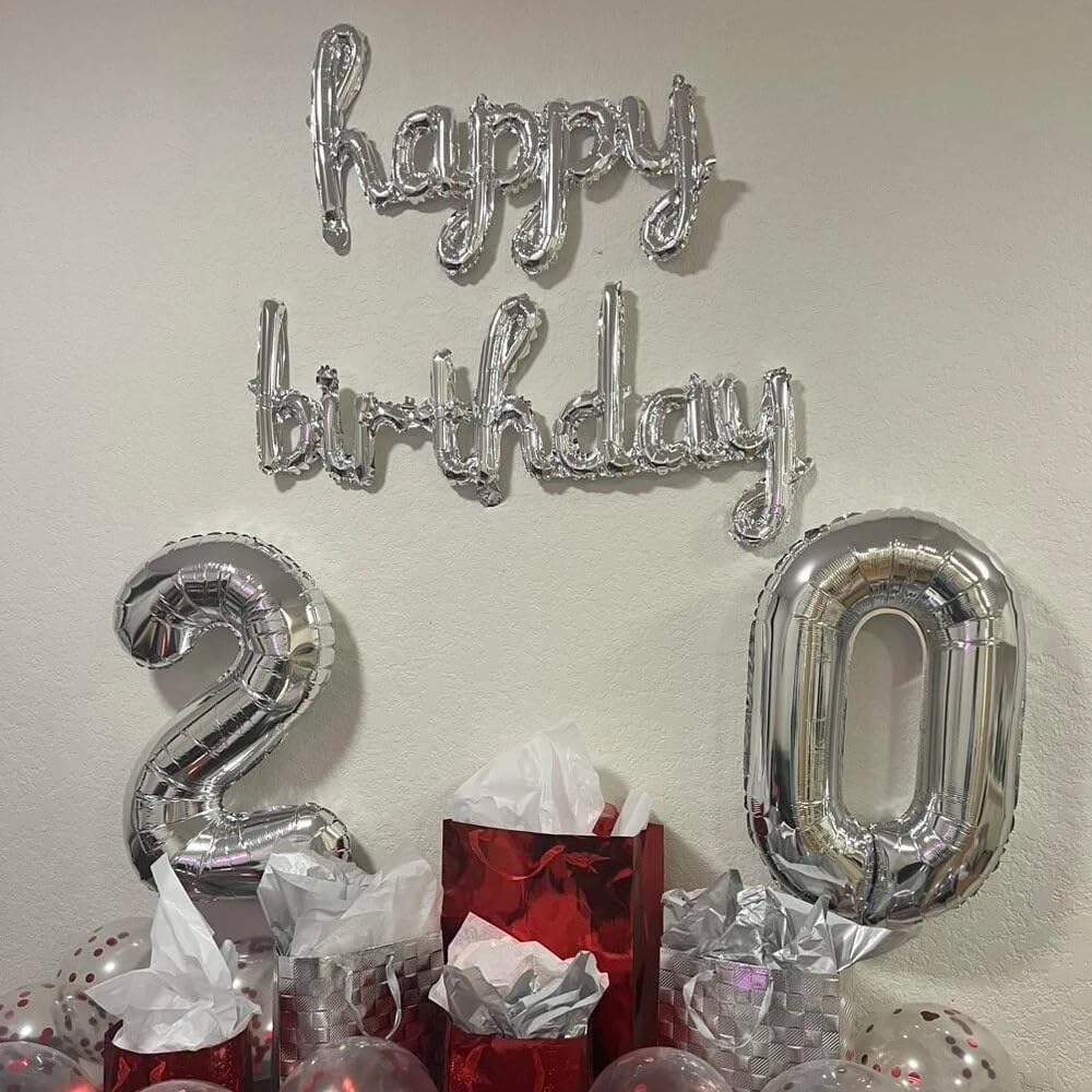 120 Pieces 2pcs/set Happy Birthday Balloons Pink Purple Aluminium Foil Balloons (Birthday Party Decorations Supplies – Home DIY Accessories Prop)