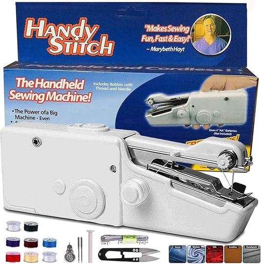 Fitto Handheld Sewing Machine, Portable Electric Stitch, Cordless, Extra Bobbins, Needle, for Curtains, Fabric, Kids Cloth, Crafts, Home Travel