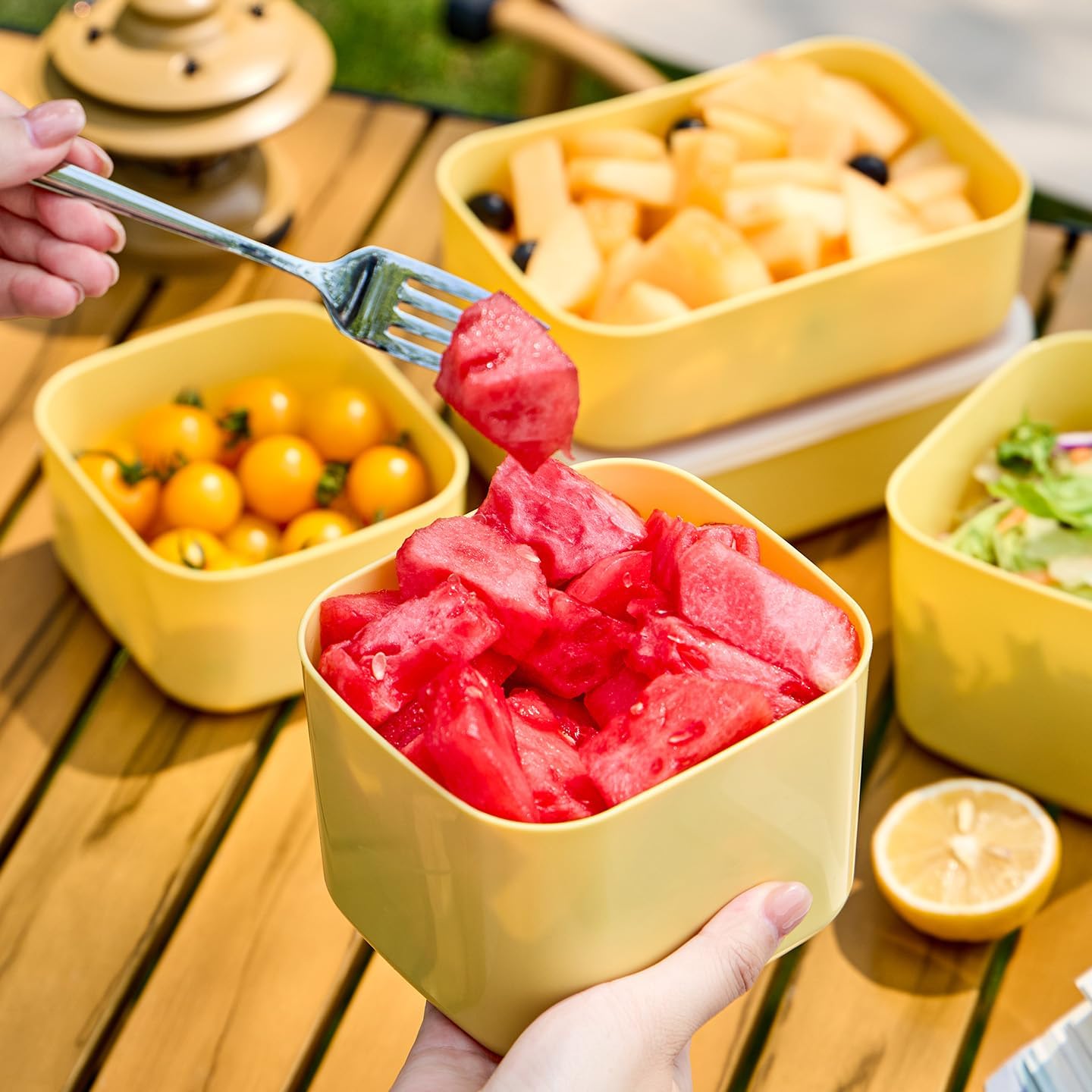 Picnic Food Storage Box – 1000ML Capacity – Yellow – 4 Pack